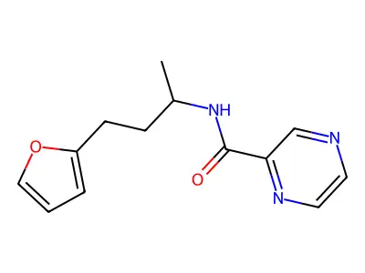N-[4-(2-Furyl)-2-butanyl]-2-pyrazinecarboxamide structure