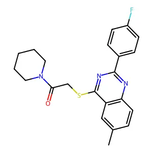 2-[2-(4-Fluorophenyl)-6-methylquinazolin-4-yl]sulfanyl-1-piperidin-1-ylethanone structure