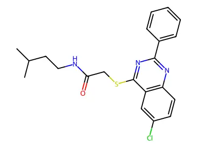 2-[(6-Chloro-2-phenyl-4-quinazolinyl)sulfanyl]-N-(3-methylbutyl)acetamide structure