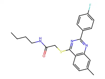 N-butyl-2-[2-(4-fluorophenyl)-7-methylquinazolin-4-yl]sulfanylacetamide structure