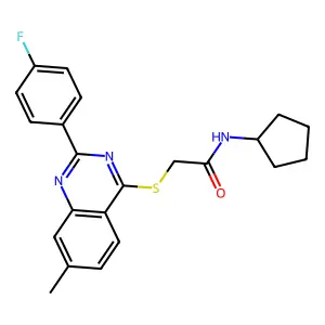 N-cyclopentyl-2-[2-(4-fluorophenyl)-7-methylquinazolin-4-yl]sulfanylacetamide structure