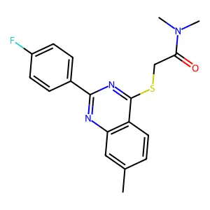 2-[2-(4-fluorophenyl)-7-methylquinazolin-4-ylsulfanyl]-N,N-dimethylacetamide structure