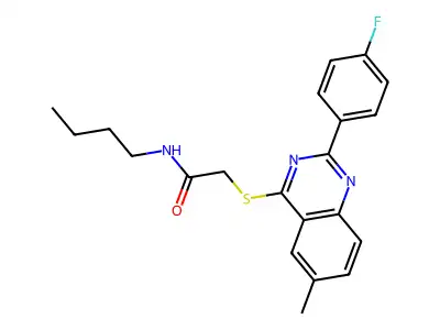 N-butyl-2-[2-(4-fluorophenyl)-6-methylquinazolin-4-yl]sulfanylacetamide structure