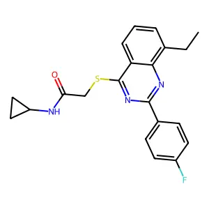 N-Cyclopropyl-2-{[8-ethyl-2-(4-fluorophenyl)-4-quinazolinyl]sulfanyl}acetamide structure