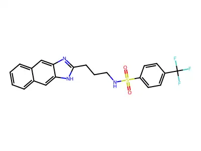 N-[3-(1H-benzo[f]benzimidazol-2-yl)propyl]-4-(trifluoromethyl)benzenesulfonamide structure
