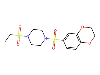 1-(2,3-Dihydro-benzo[1,4]dioxine-6-sulfonyl)-4-ethanesulfonyl-piperazine structure