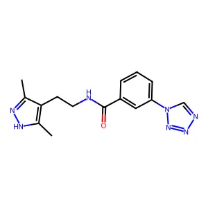 N-[2-(3,5-Dimethyl-1H-pyrazol-4-yl)ethyl]-3-(1H-tetrazol-1-yl)benzamide structure