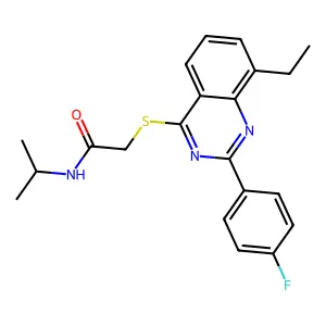 2-{[8-Ethyl-2-(4-fluorophenyl)-4-quinazolinyl]sulfanyl}-N-isopropylacetamide structure