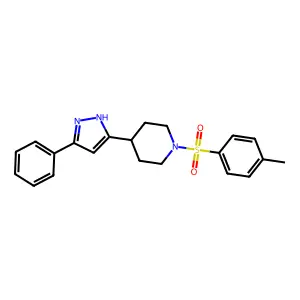 1-(4-methylphenyl)sulfonyl-4-(3-phenyl-1H-pyrazol-5-yl)piperidine structure