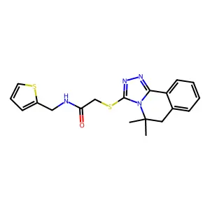 2-[(5,5-Dimethyl-5,6-dihydro[1,2,4]triazolo[3,4-a]isoquinolin-3-yl)sulfanyl]-N-(2-thienylmethyl)acetamide structure
