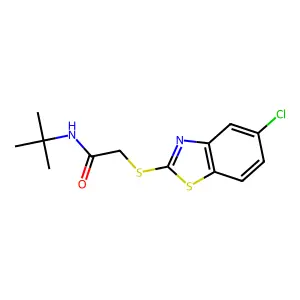 Acetamide,2-[(5-chloro-2-benzothiazolyl)thio]-N-(tert-butyl)- structure