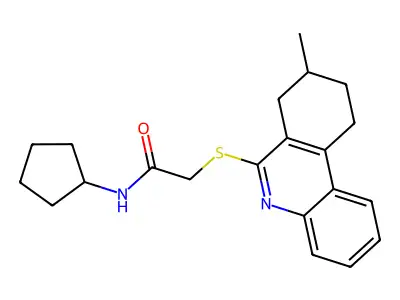 N-Cyclopentyl-2-[(8-methyl-7,8,9,10-tetrahydro-6-phenanthridinyl)sulfanyl]acetamide structure