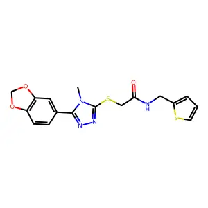 2-{[5-(1,3-Benzodioxol-5-yl)-4-methyl-4H-1,2,4-triazol-3-yl]sulfanyl}-N-(2-thienylmethyl)acetamide structure