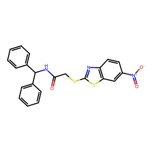 N-(diphenylmethyl)-2-[(6-nitro-1,3-benzothiazol-2-yl)sulfanyl]acetamide structure