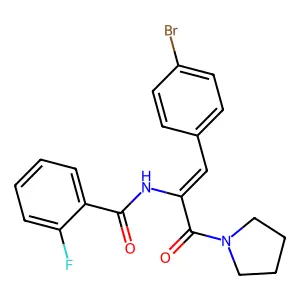 N-[2-(4-bromophenyl)-1-(1-pyrrolidinylcarbonyl)vinyl]-2-fluorobenzamide structure