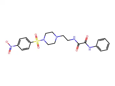 N-[2-[4-(4-nitrophenyl)sulfonylpiperazin-1-yl]ethyl]-N'-phenyloxamide structure