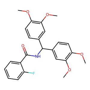 N-[bis(3,4-dimethoxyphenyl)methyl]-2-fluorobenzamide structure