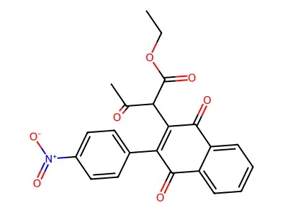 Ethyl 2-[3-(4-nitrophenyl)-1,4-dioxo-1,4-dihydronaphthalen-2-yl]-3-oxobutanoate structure