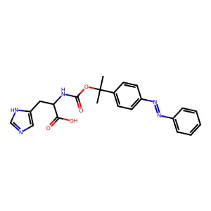 N-{[(2-{4-[(E)-Phenyldiazenyl]phenyl}propan-2-yl)oxy]carbonyl}histidine structure