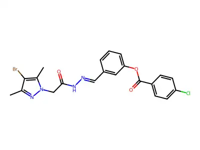 [3-[[[2-(4-bromo-3,5-dimethyl-pyrazol-1-yl)acetyl]hydrazinylidene]methyl]phenyl] 4-chlorobenzoate structure