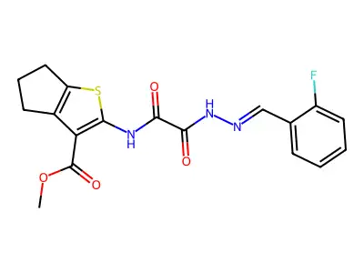 4H-Cyclopenta[b]thiophene-3-carboxylic acid, 2-[[[[(2-fluorophenyl)methylene]hydrazino]oxoacetyl]amino]-5,6-dihydro-, methyl ester (9CI) structure