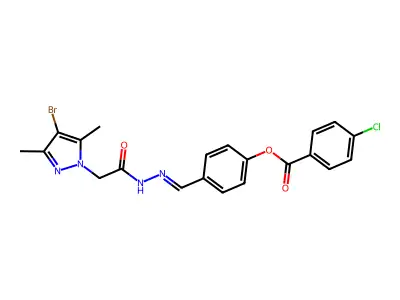 [4-[[[2-(4-bromo-3,5-dimethyl-pyrazol-1-yl)acetyl]hydrazinylidene]methyl]phenyl] 4-chlorobenzoate structure