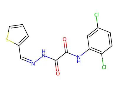 N-(2,5-dichlorophenyl)-N'-(thiophen-2-ylmethylideneamino)oxamide structure