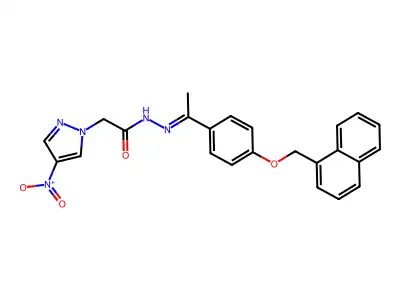 N-[1-[4-(naphthalen-1-ylmethoxy)phenyl]ethylideneamino]-2-(4-nitropyrazol-1-yl)acetamide structure