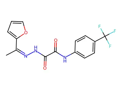 N'-[1-(furan-2-yl)ethylideneamino]-N-[4-(trifluoromethyl)phenyl]oxamide structure