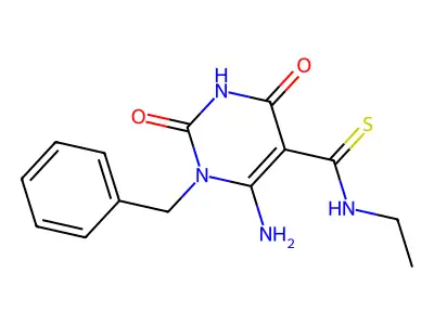 6-amino-1-benzyl-N-ethyl-2,4-dioxopyrimidine-5-carbothioamide structure