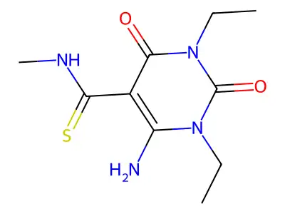 4-amino-1,3-diethyl-N-methyl-2,6-dioxopyrimidine-5-carbothioamide structure