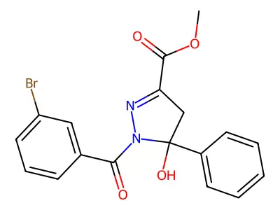 methyl 1-(3-bromobenzoyl)-5-hydroxy-5-phenyl-4H-pyrazole-3-carboxylate structure