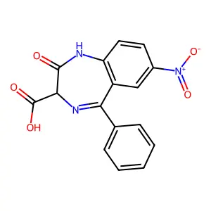 2,3-Dihydro-7-nitro-2-oxo-5-phenyl-1H-1,4-benzodiazepine-3-carboxylic acid structure