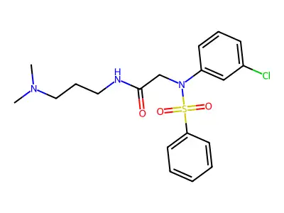 2-[N-(benzenesulfonyl)-3-chloroanilino]-N-[3-(dimethylamino)propyl]acetamide structure