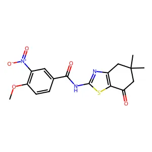 N-(5,5-dimethyl-7-oxo-4,5,6,7-tetrahydro-1,3-benzothiazol-2-yl)-4-methoxy-3-nitrobenzamide structure