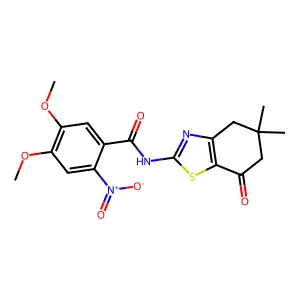 N-(5,5-dimethyl-7-oxo-4,6-dihydro-1,3-benzothiazol-2-yl)-4,5-dimethoxy-2-nitrobenzamide structure