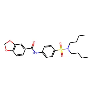 N-[4-(dibutylsulfamoyl)phenyl]-1,3-benzodioxole-5-carboxamide structure