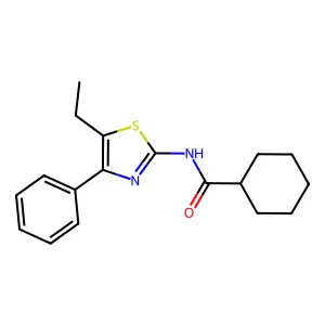 N-(5-ethyl-4-phenyl-1,3-thiazol-2-yl)cyclohexanecarboxamide structure