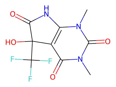 5-hydroxy-1,3-dimethyl-5-(trifluoromethyl)-7H-pyrrolo[2,3-d]pyrimidine-2,4,6-trione structure