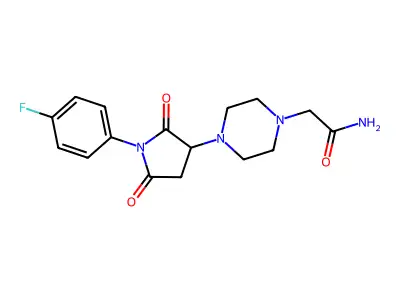 2-[4-[1-(4-Fluorophenyl)-2,5-dioxopyrrolidin-3-yl]piperazin-1-yl]acetamide structure