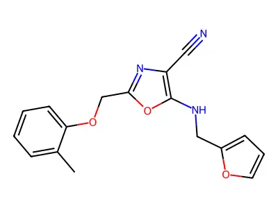 5-(Furan-2-ylmethylamino)-2-[(2-methylphenoxy)methyl]-1,3-oxazole-4-carbonitrile structure