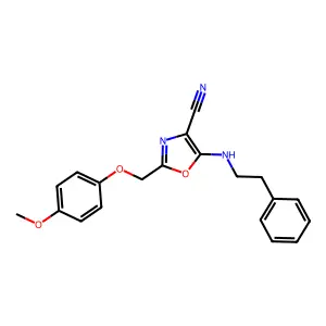 2-[(4-Methoxyphenoxy)methyl]-5-[(2-phenylethyl)amino]-1,3-oxazole-4-carbonitrile structure