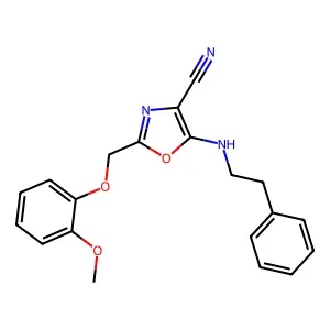 2-[(2-Methoxyphenoxy)methyl]-5-[(2-phenylethyl)amino]-1,3-oxazole-4-carbonitrile structure