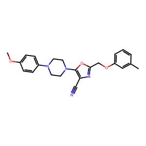 5-[4-(4-methoxyphenyl)piperazin-1-yl]-2-[(3-methylphenoxy)methyl]-1,3-oxazole-4-carbonitrile structure