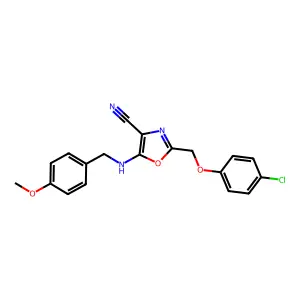 2-[(4-chlorophenoxy)methyl]-5-[(4-methoxybenzyl)amino]-1,3-oxazole-4-carbonitrile structure