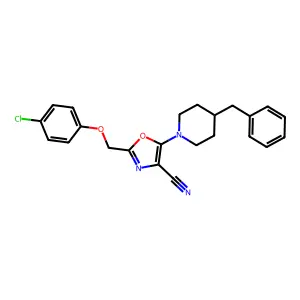 5-(4-benzylpiperidin-1-yl)-2-[(4-chlorophenoxy)methyl]-1,3-oxazole-4-carbonitrile structure