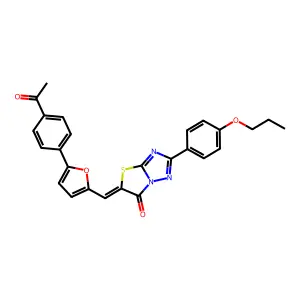 (5Z)-5-{[5-(4-acetylphenyl)furan-2-yl]methylidene}-2-(4-propoxyphenyl)[1,3]thiazolo[3,2-b][1,2,4]triazol-6(5H)-one structure