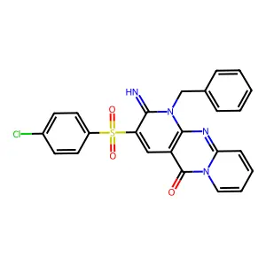 1-benzyl-3-[(4-chlorophenyl)sulfonyl]-2-imino-1,2-dihydro-5H-dipyrido[1,2-a:2,3-d]pyrimidin-5-one structure