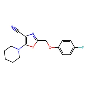 2-[(4-Fluorophenoxy)methyl]-5-(1-piperidinyl)-4-oxazolecarbonitrile structure