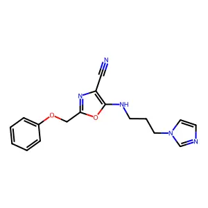 5-(3-Imidazol-1-ylpropylamino)-2-(phenoxymethyl)-1,3-oxazole-4-carbonitrile structure